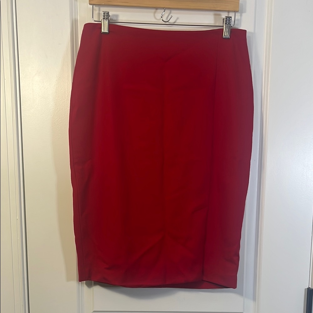 Red midi pencil skirt Talbots size 6